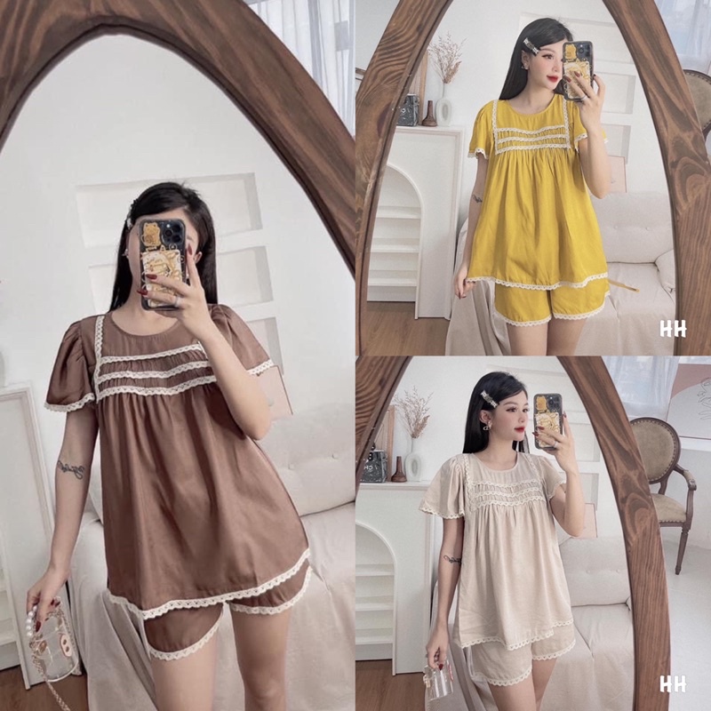 [Siêu Hot] Bộ Đũi Viền Ren 3 Màu Siêu Xinh Có Ảnh Thật Kèm Video