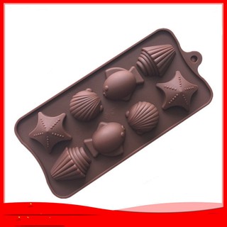 HCM - Khuôn silicon ốc sò 8 viên đổ socola viên to, rau câu