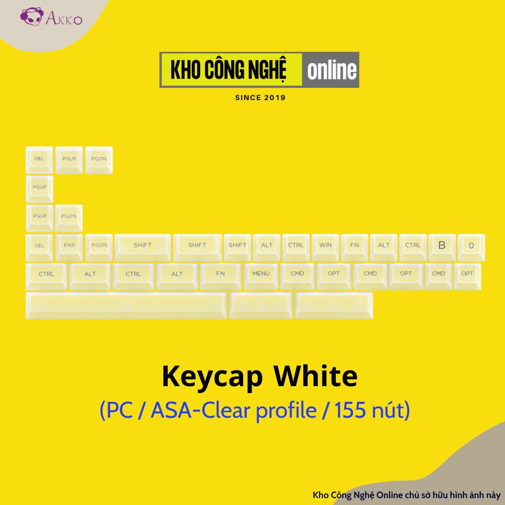 Bộ keycap AKKO trong suốt xuyên led AKKO Keycap set ASA Clear