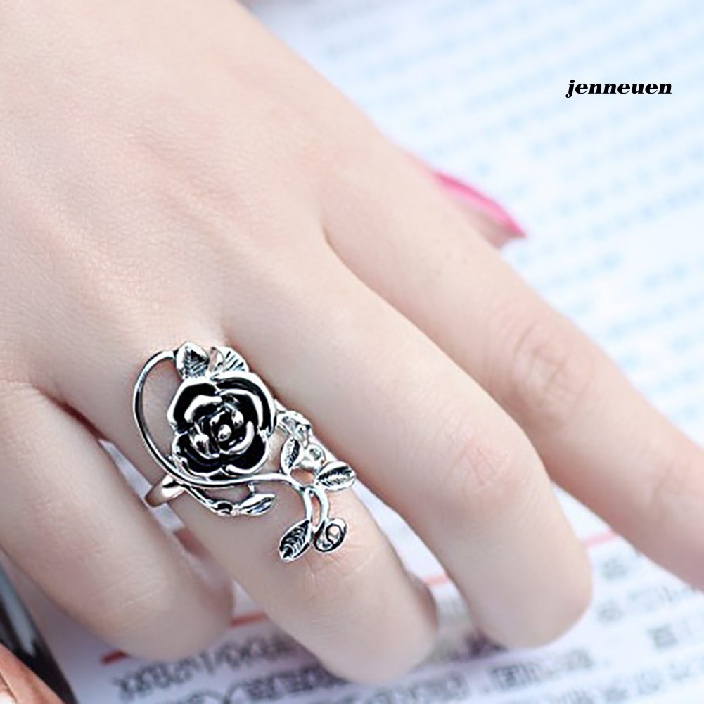 Nhẫn hợp kim hình hoa hồng phong cách gothic dành cho nữ