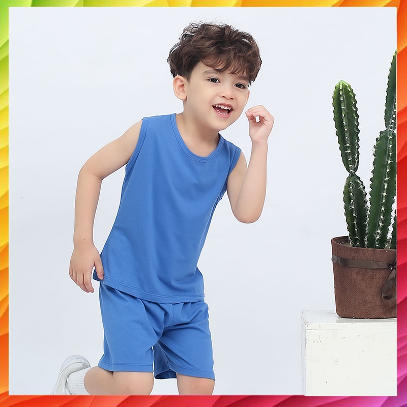 Sale !!! Bộ Ba Lỗ Cotton Màu Trơn Cho Bé Trai Bé Gái Tanosa Kids (8-21kg)