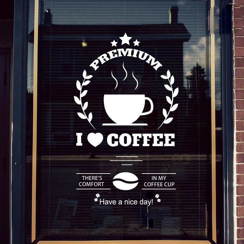 Đề Can Vinyl Nghệ Thuật Dán Tường / Kính Cửa Hàng Cà Phê / Trà Sữa Trang Trí Quán Cà Phê