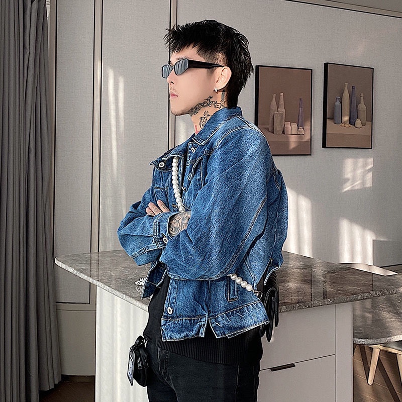 Bán Chạy!F &amp; X Áo Khoác Denim Màu Trơn Phong Cách Đường Phố Đường Phố Mùa Xuân Thu Cá Tính Uniche Sense