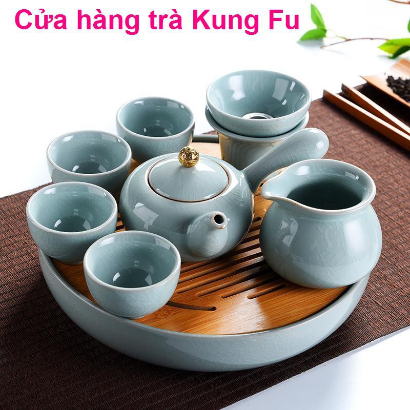 Lò Ge Đơn giản Trung Quốc Mở Pian Home Kung Bộ ấm trà Fu khay nhỏ bằng gốm Máy pha Tách đạo