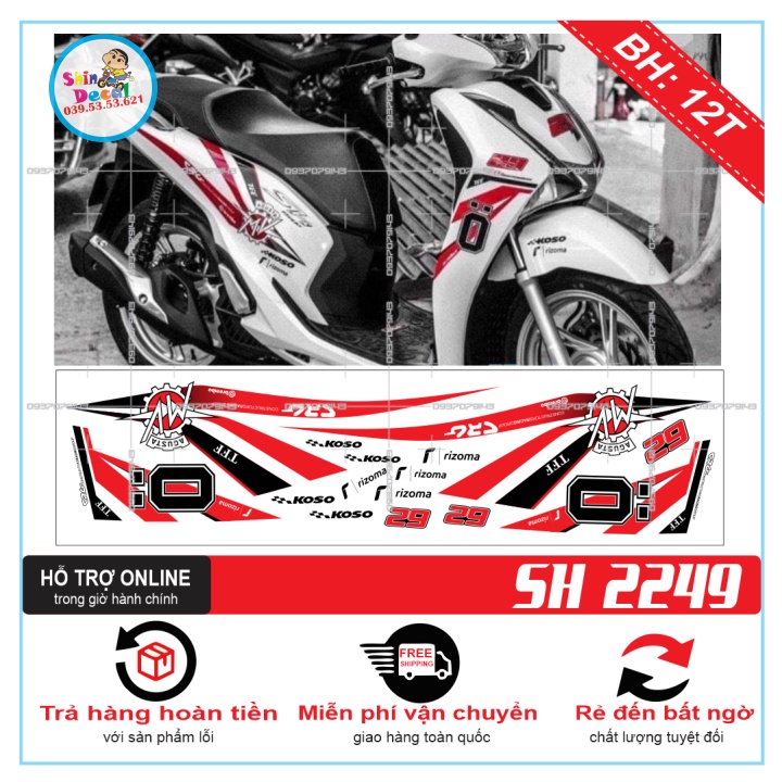 TEM XE SH 2019 OHLINS TRẮNG ĐỎ -- SHIN DECAL 2