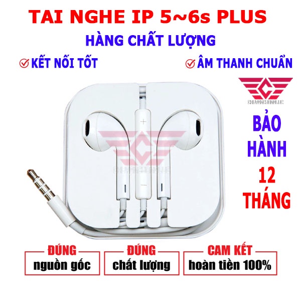 Tai nghe IP 6, 6s, 6 plus, 6s plus bảo hành 12 tháng 1 đổi 1