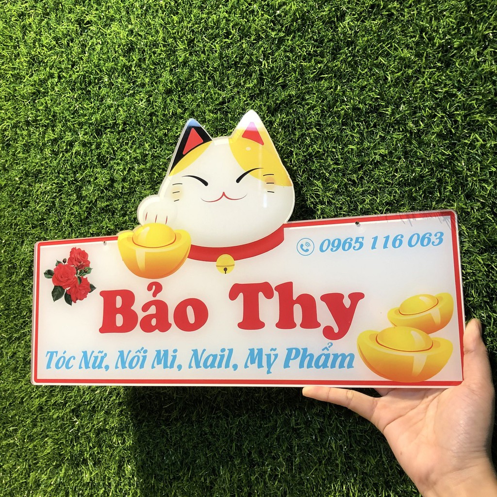 Bảng hiệu Mèo Thần Tài Nhật - Thiết kế in tên shop của bạn theo yêu cầu