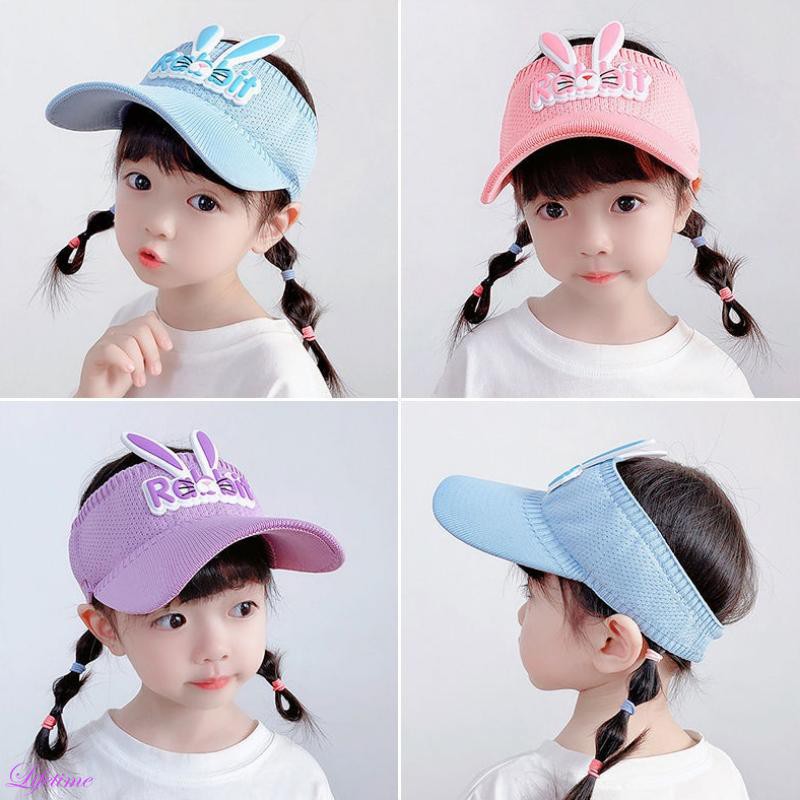 Mũ lưỡi trai hở chóp chống tia UV họa tiết thỏ dễ thương cho bé