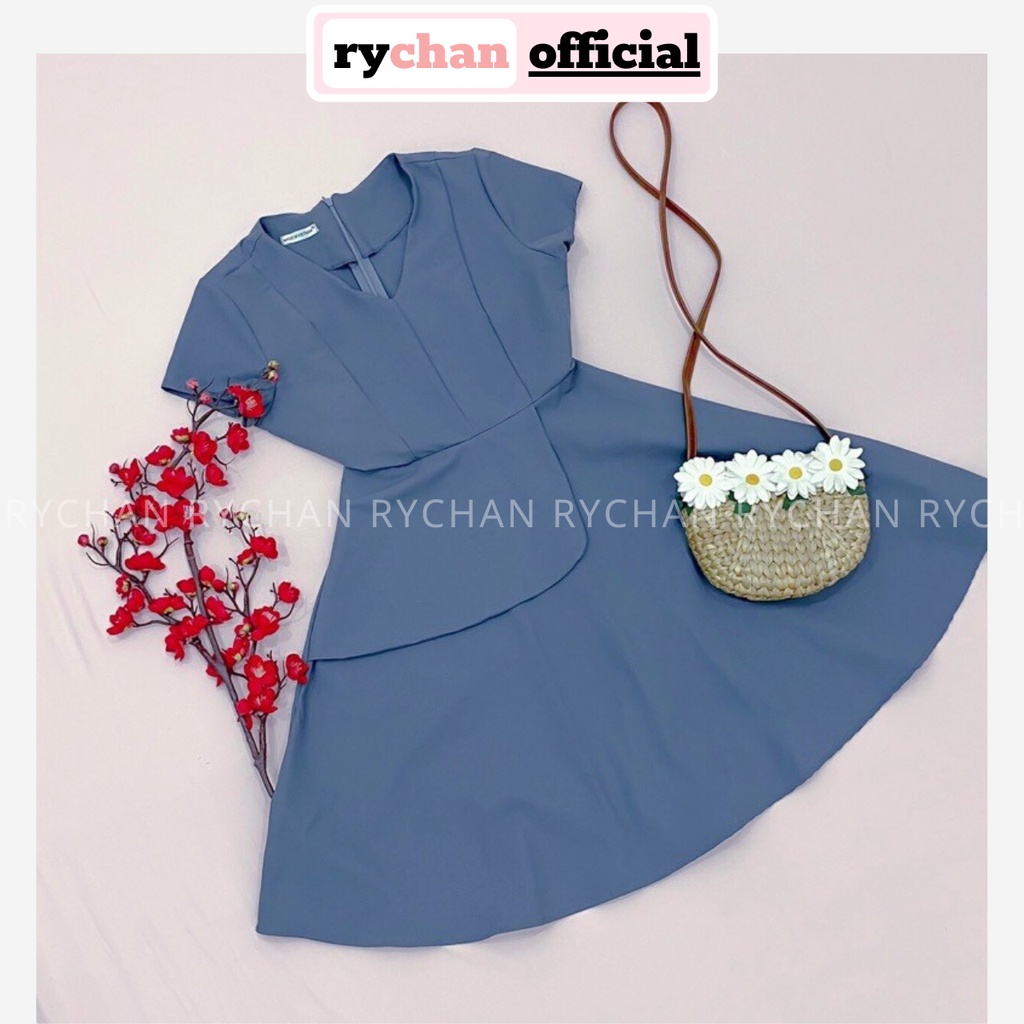 Đầm Nữ Công Sở Thiết Kế Cổ V Tà Lửng Tay Ngắn Thanh Lịch Độc Đáo Màu Xám [ẢNH THẬT CUỐI] - DX9921