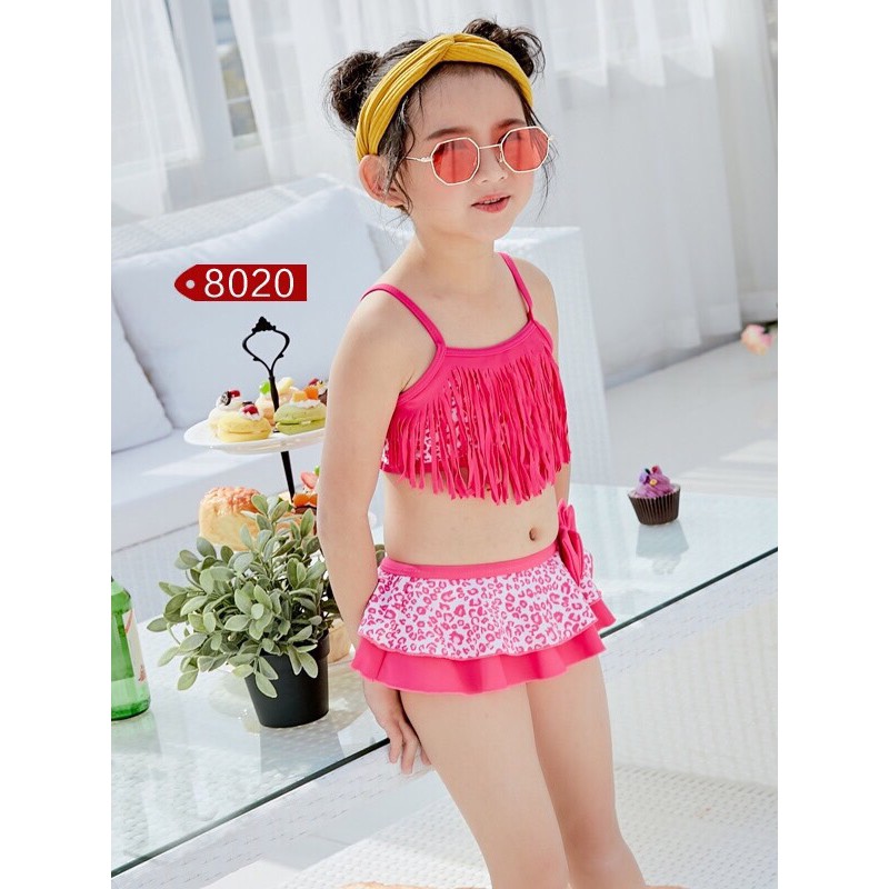 Bikini/đồ tắm/đồ bơi 2 mảnh tua rua hồng bé gái 8020