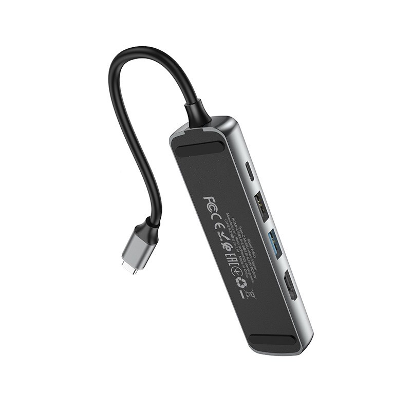 Cáp Chuyển Hub Hoco HB23 5 in 1 Type C Ra 3 Usb 3.0 + HDMI 4k+ Mạng Lan Và Cổng Sạc PD 65W