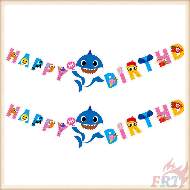 Bộ banner 14 món trang trí tiệc sinh nhật dòng Baby Shark 01 xinh xắn cho bé
