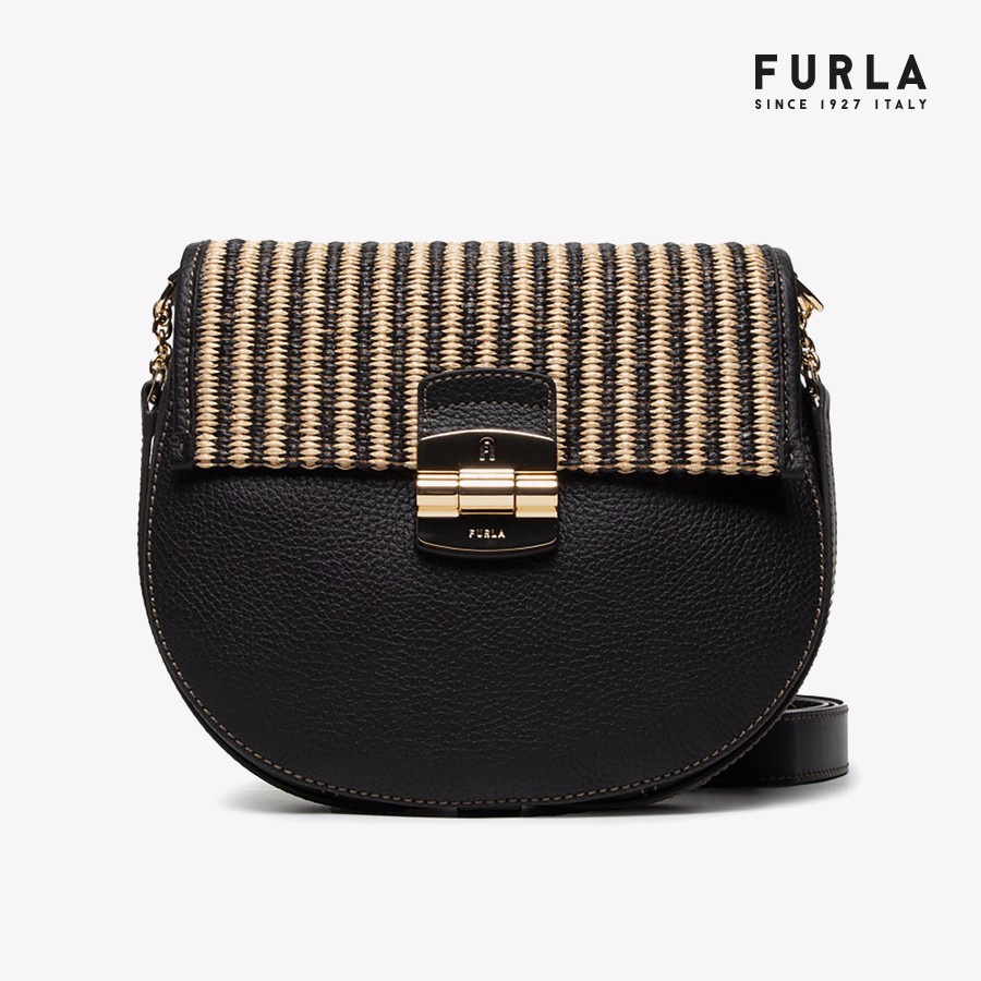 Túi Nữ FURLA Club 2 S Crossbody Tessuto Rafia Righe Vitello St Daino New Vitello Sorrento