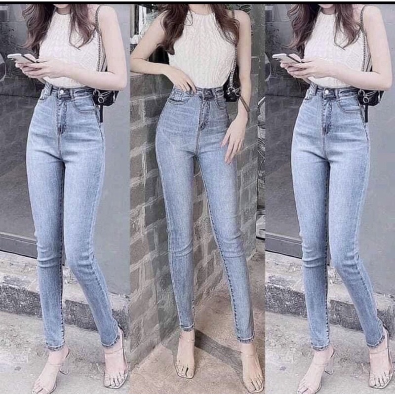 Quần Dài Jean BigSize Trơn Lưng Siêu Cao - Co Giãn Mạnh - Quần Skinny Bigsize Lưng Cao - Quần Jean Cạp Cao