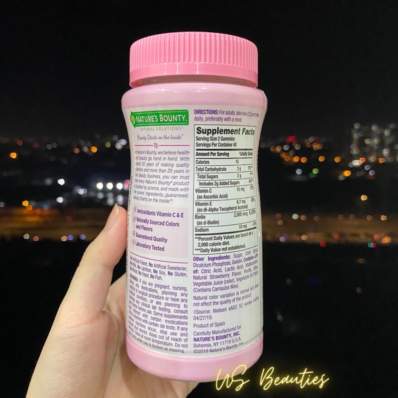 Kẹo dẻo Hair, Skin and Nails Gummies 80 viên của Mỹ