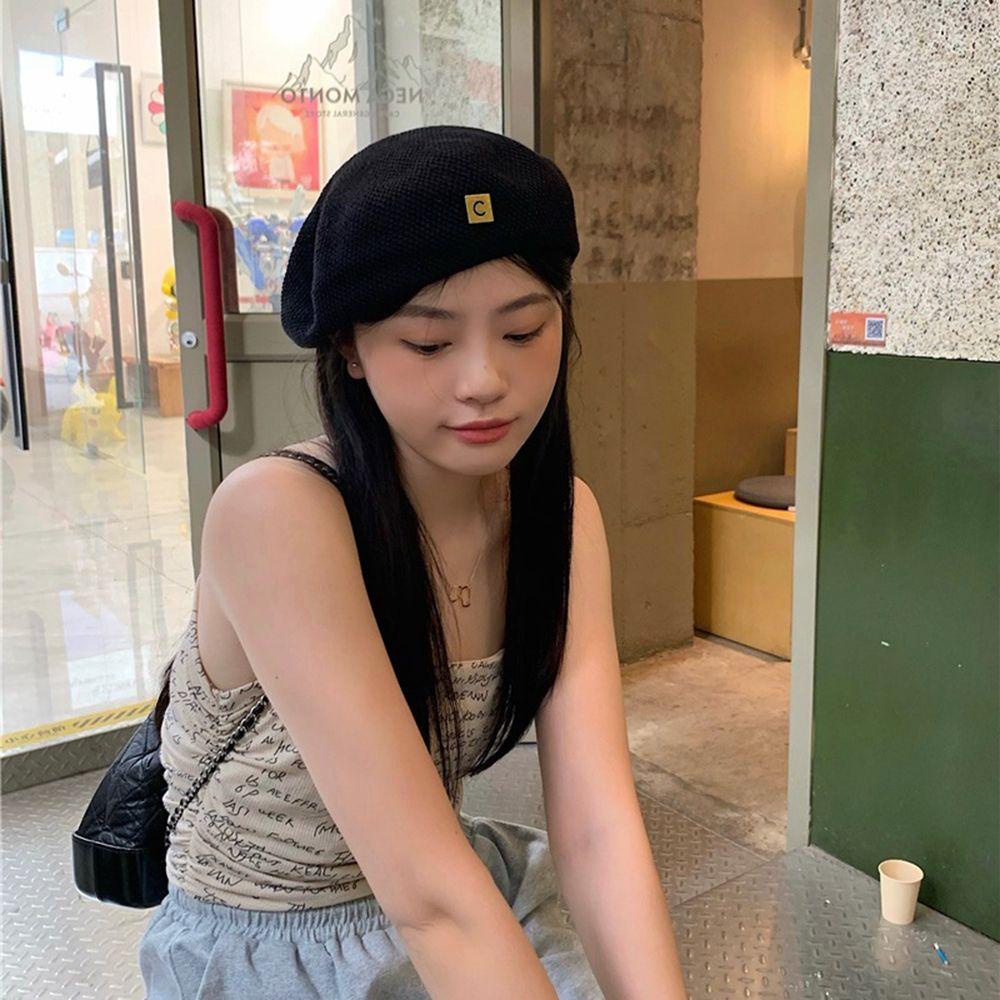 Nón Beret Đan Móc Chữ C Thời Trang Hàn Quốc