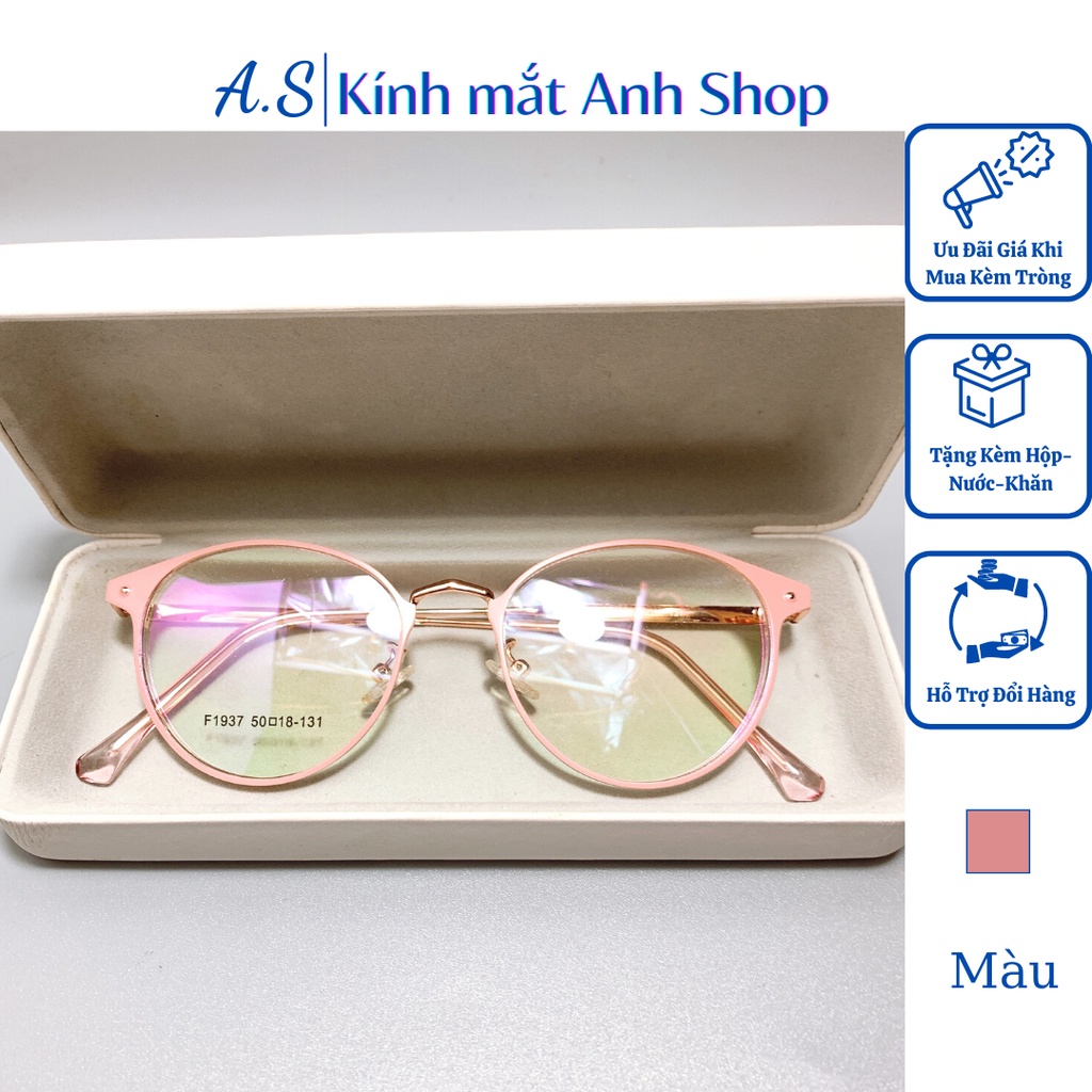 Gọng kính tròn thời trang nữ giới kiểu dáng tròn dễ thương chất liệu kim loại 1937