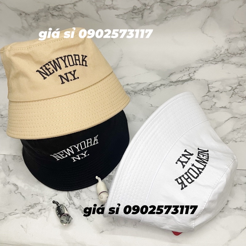 Mũ tròn bucket thêu NEW thời trang cá tính đơn giản nam nữ