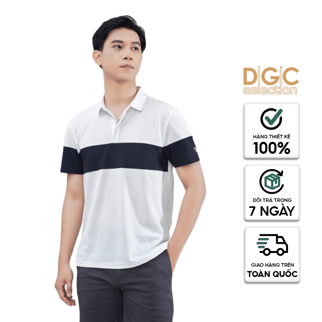 Áo polo nam DGCs dáng Regular Fit ngắn tay phối màu đen trắng trẻ trung, chất vải Polyester thoáng mát SAP2027M