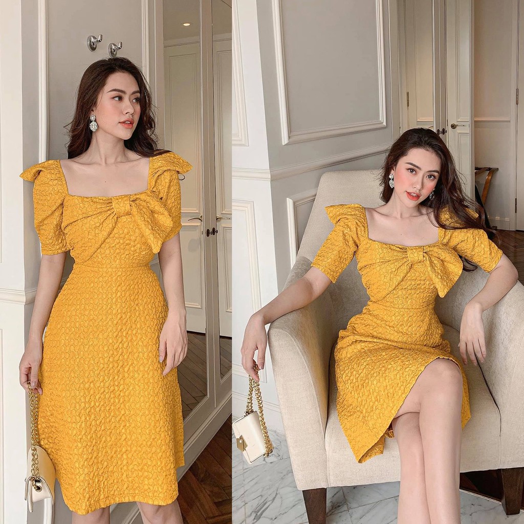 ĐẦM SUÔNG NHẸ TIỂU THƯ TAY BỒNG NƠ NGỰC QUÁ XUẤT SẮC ĐI TIỆC SIÊU SANG SIÊU XINH - QANU331