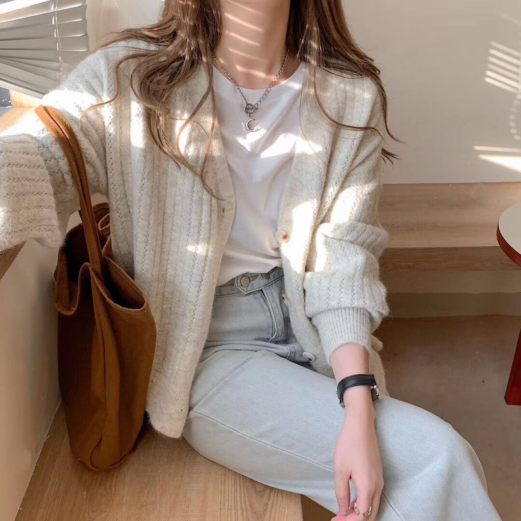 Áo Khoác Cardigan Dệt Kim Dáng Rộng Thiết Kế Mới Thời Trang Mùa Xuân Dành Cho Nữ