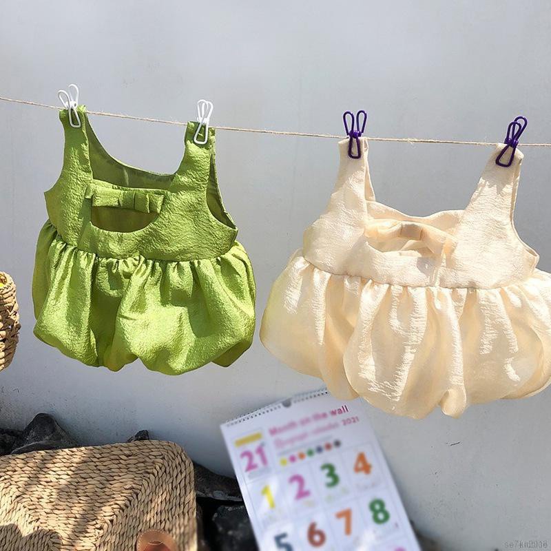 Áo Hai Dây Hở Lưng Thắt Nơ Phong Cách Hàn Quốc Xinh Xắn Thời Trang Mùa Hè Cho Bé Gái