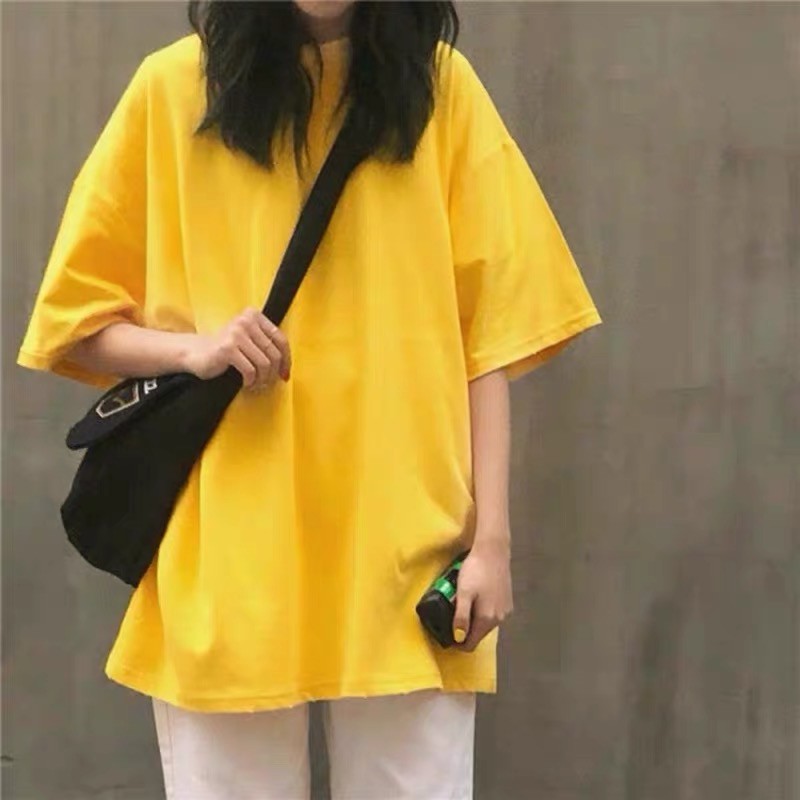 Áo Thun Trơn VÀNG Basic Tay Lỡ UNISEX Form Rộng