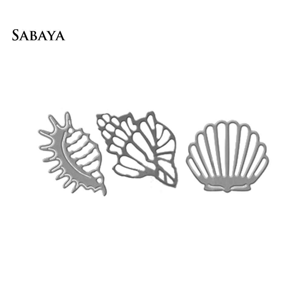 Bộ khuôn cắt giấy làm từ kim loại hình vỏ sò trang trí Scrapbook