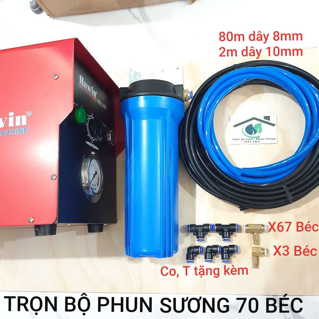 Trọn bộ phun sương làm mát quán ăn, cafe, tưới lan lắp từ 50-70 béc FOG 2703 - Máy Bảo Hành 6 tháng
