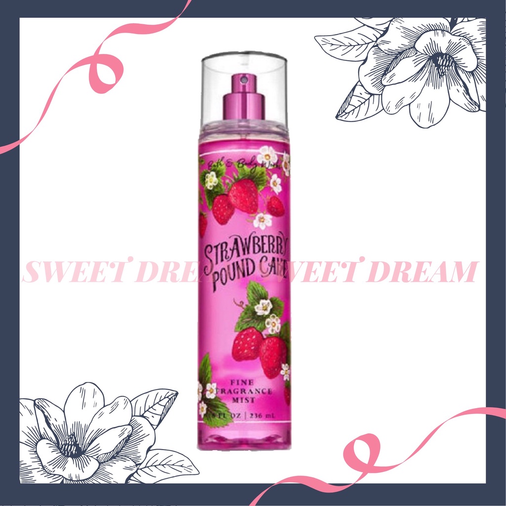 🐷 Xịt Thơm Nước Hoa Toàn Thân Bath & Body Works - Strawberry Pound Cake #heobu