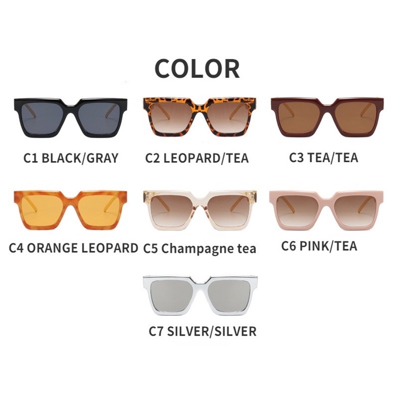 (KIQI-FASHION) COD Kính Mát Gọng Vuông Chống Tia Uv400 Thời Trang Dành Cho Nam Và Nữ