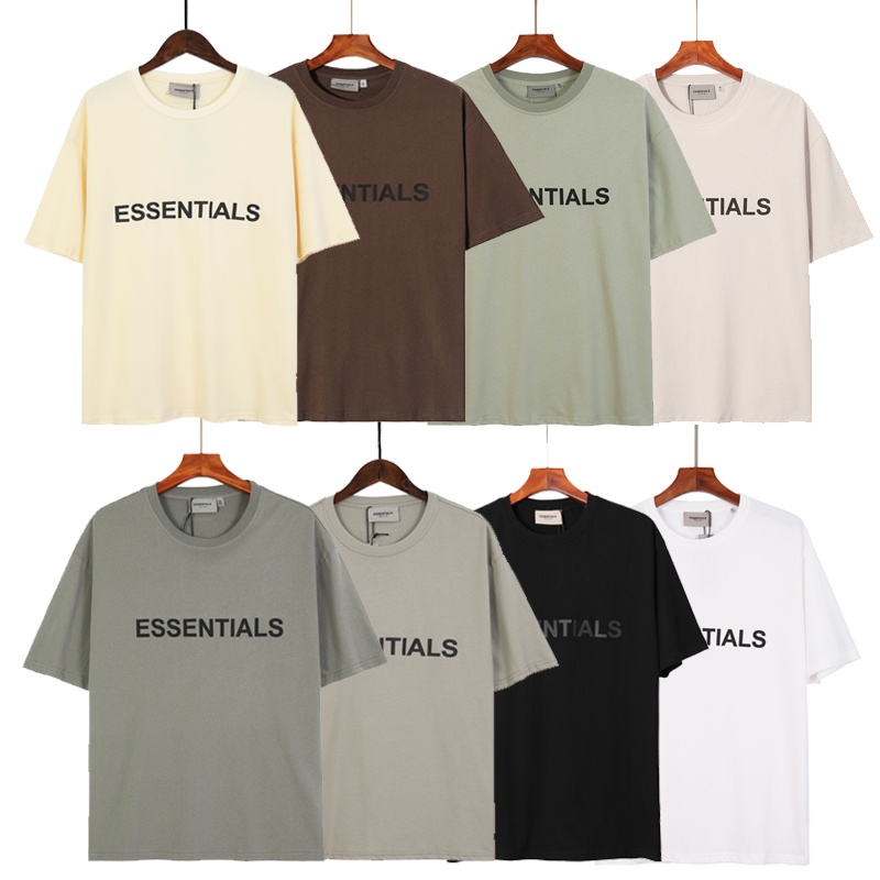 FEAR OF GOD FOG double-line ESSENTIALS three-dimensional plastic label short-sleeved high street tide brand couple T-shirt