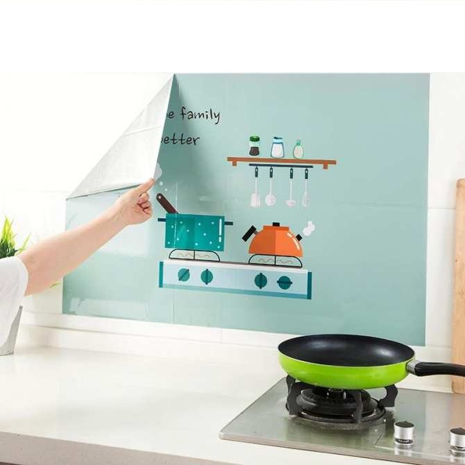 Giấy dán bếp cách nhiệt, chống dầu mỡ cao cấp 45x75cm - màu ngẫu nhiên