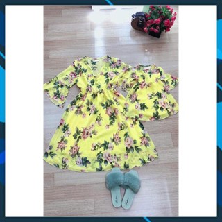Set váy voan hoa vàng - Đồ đôi mẹ và bé