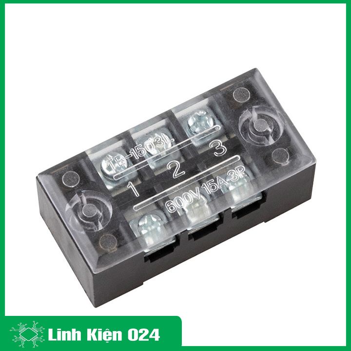 Cầu đấu điện TB-1503 điện áp 600V 15A 3P có ốc vít và tấm lắp chống rỉ