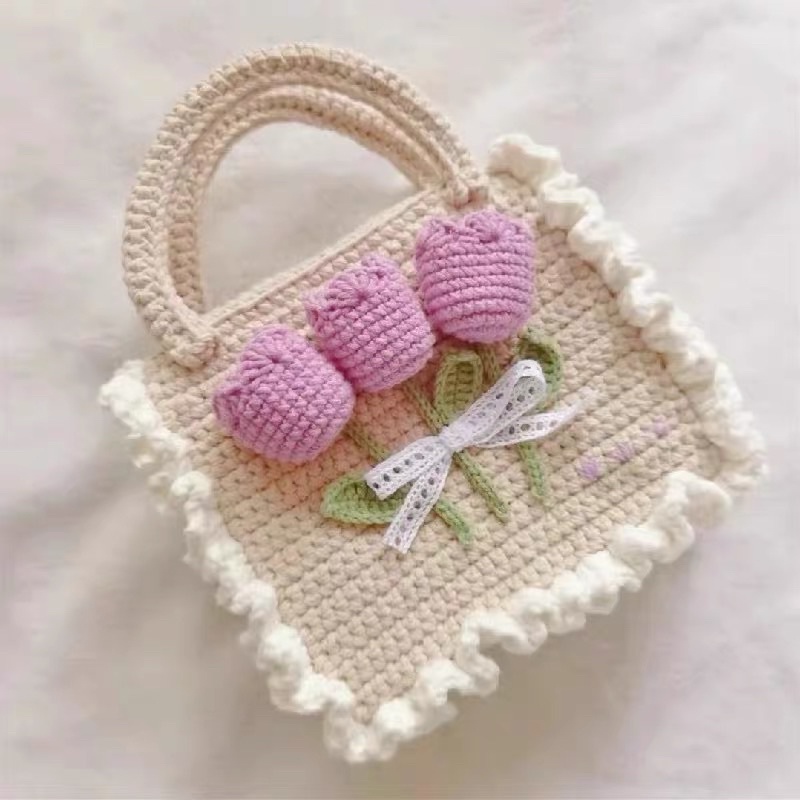 DIY - Gói Nguyên Liệu - Túi Xách Hoa Tulip    Đựng Đồ Dễ Thương Tự Làm (Có Hướng Dẫn)