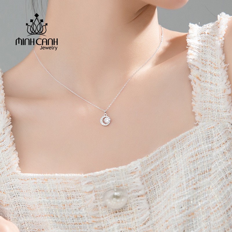Dây Chuyền Bạc Mặt Trăng Đá Tròn Minh Canh Jewelry