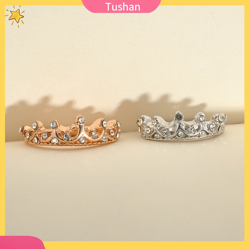 Nhẫn Hợp Kim Hình Vương Miện Đính Đá Thời Trang