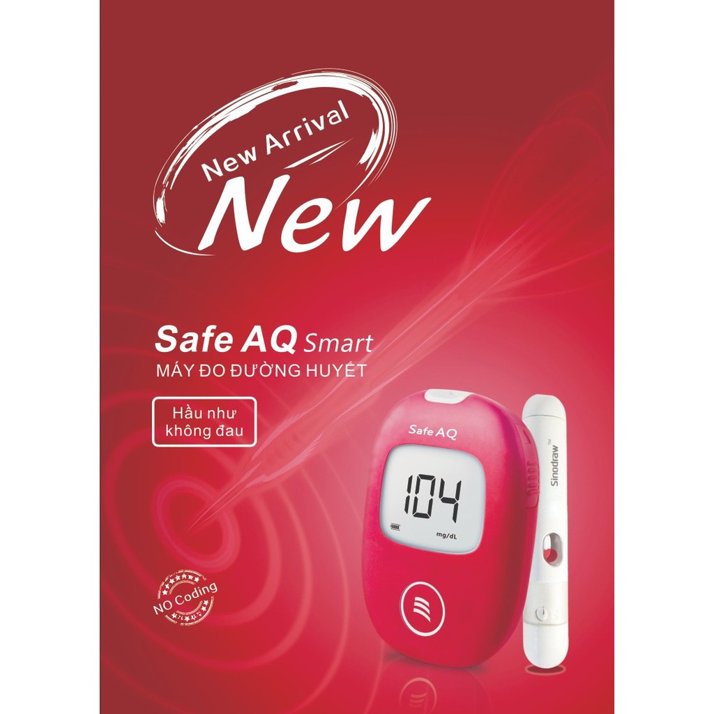 Hộp 50 que thử đường huyết Sinocare Safe AQ + Tặng 50 kim lấy máu