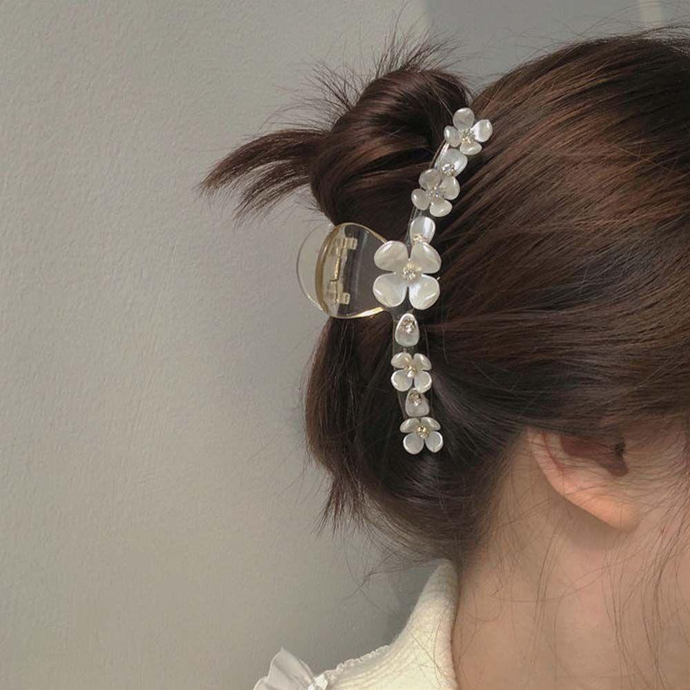 IVORY Kẹp Tóc Hình Vỏ Sò Đính Đá Thiết Kế Đơn Giản Dễ Phối Đồ Cho Nữ