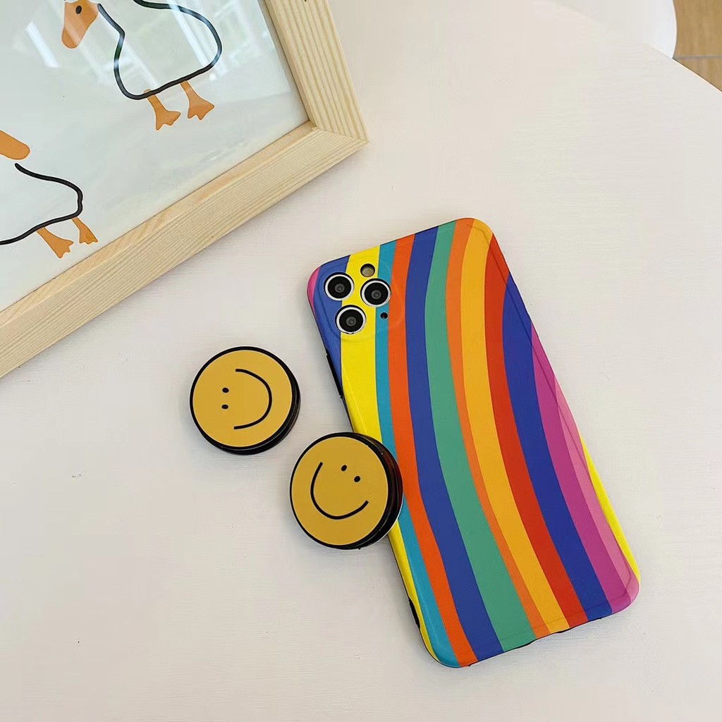 Ốp Điện Thoại Mềm Hình Mặt Cười Cầu Vồng Cho Iphone 7 8 SE2 Plus X XS XR Xsmax 11 Pro Promax | BigBuy360 - bigbuy360.vn
