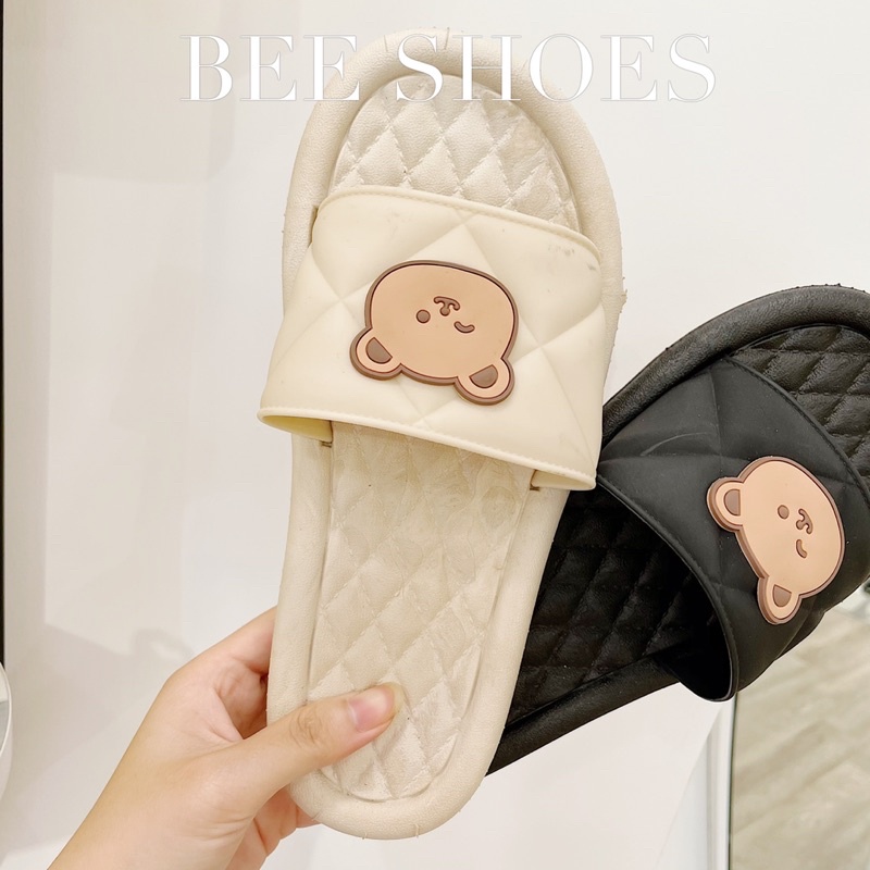 BEESHOES - DÉP GẤU CAO SU MŨI TRÒN - DÉP GẤU BỆT CÓ SẴN MÀU ĐEN - KEM 210647