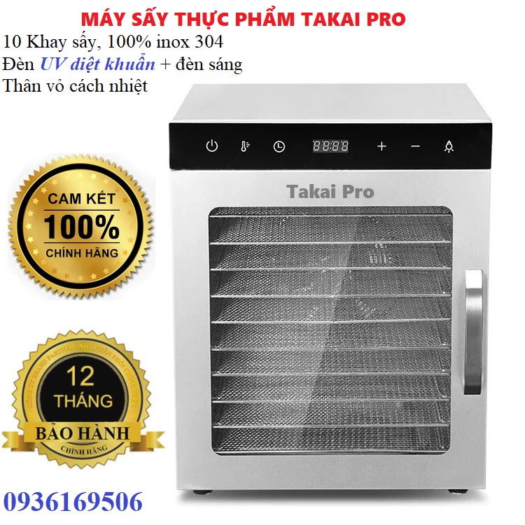 Máy sấy thực phẩm Takaipro 10 khay sấy - Phiên bản 2022 có đèn UV diệt khuẩn - Thương hiệu Nhật Bản - BH 1 năm