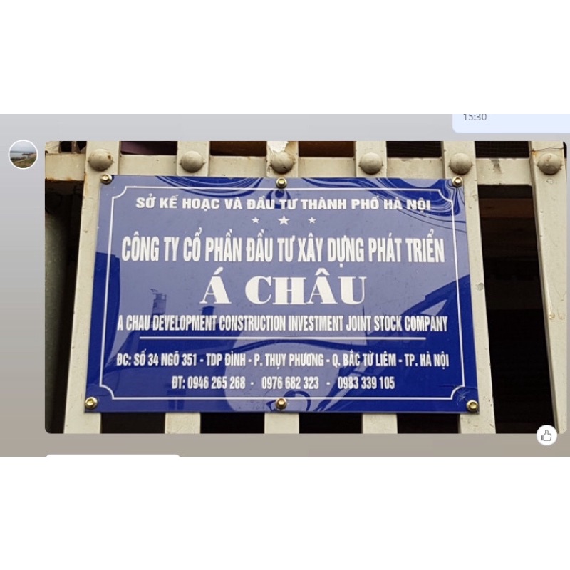 Biển Công ty Mica KT 20x 30cm