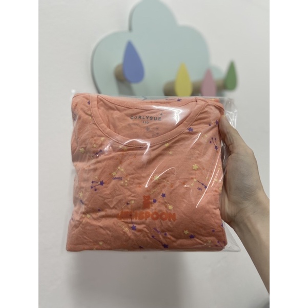 (130)Bộ cotton curlysue cam dài tay bé gái