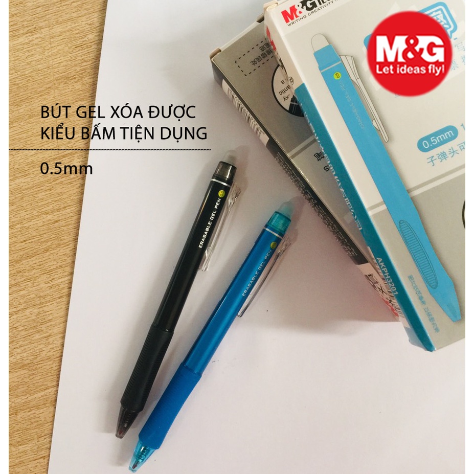 Cây viết mực gel xóa được  bấm AKPH3201 chất lượng giá tốt, tay cầm cao su định vị, nét viết 0.5mm