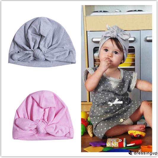 Mũ cotton thắt nơ xinh xắn cho trẻ sơ sinh
