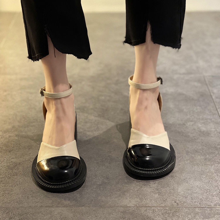Giày Sandal Gót Dày Thời Trang Dễ Phối Đồ Phong Cách Roman Cho Nữ