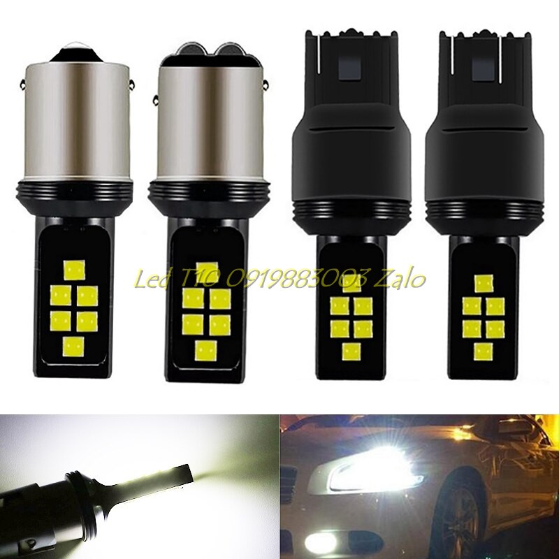 Đèn hậu xe máy ô tô Led 1157, 1156 T20 vỏ nhôm đen 12smd 3030 siêu sáng