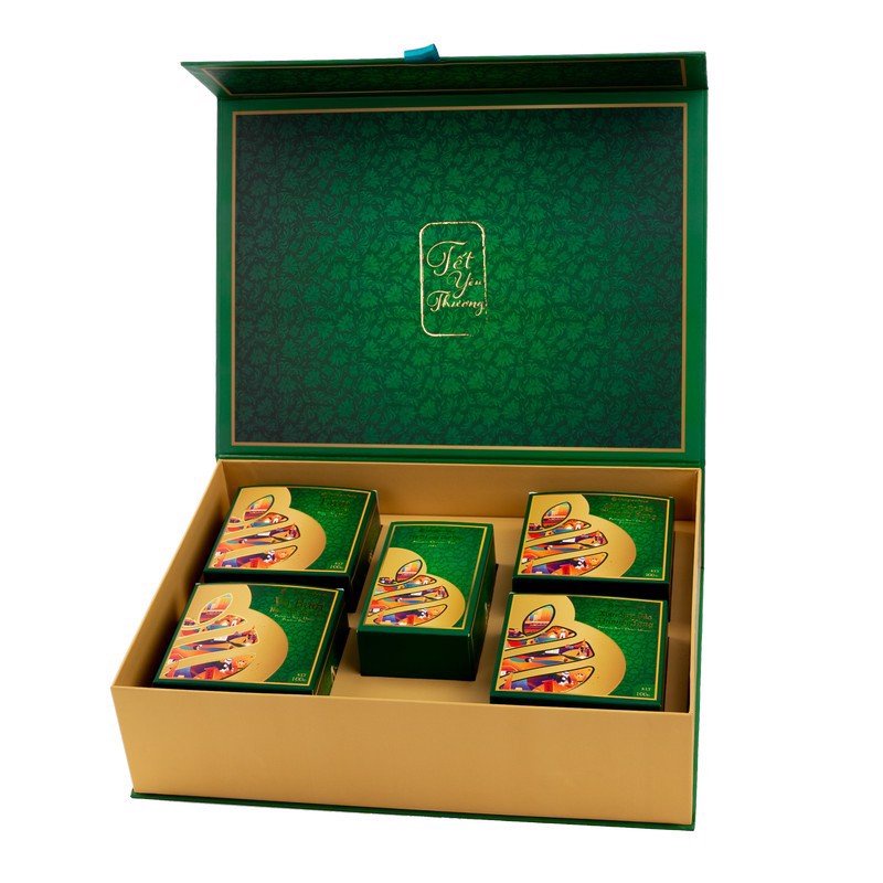 Hộp quà Tết Sum Vầy Nonglamfood cao cấp gồm hoa quả sấy và trà ô long tặng gia đình, cơ quan. | BigBuy360 - bigbuy360.vn